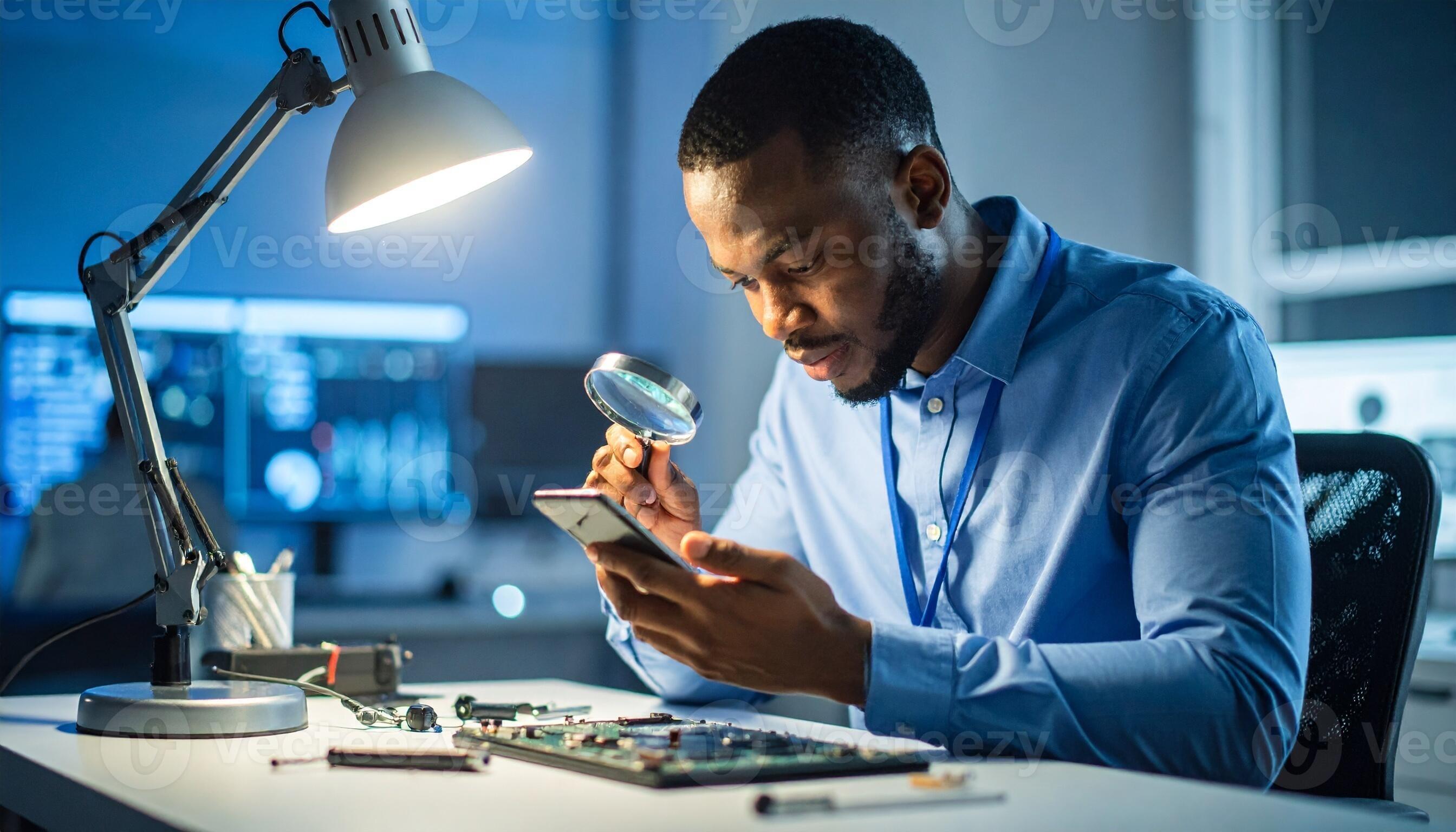 Técnico especializado consertando celular em Blumenau
